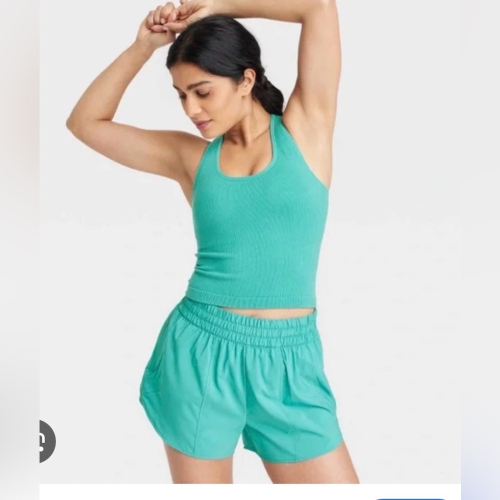 All in Motion Ribbed Racerback Workout Tank Top Teal size Large GYM Active